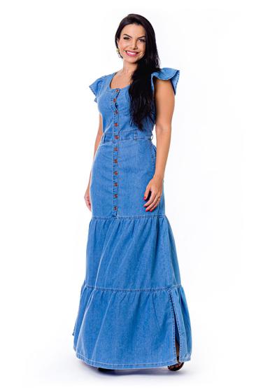 Imagem de Vestido Jeans Longo Com Babados 