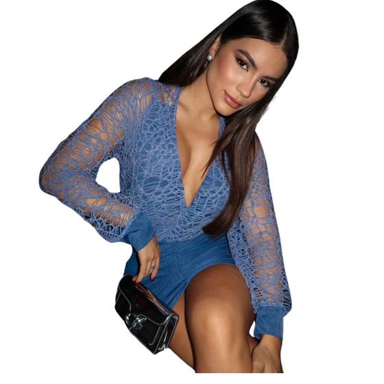 Imagem de Vestido Joules Manga Longa Rendado Transparencia elegancia