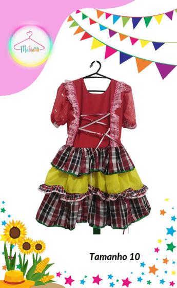 Imagem de Vestido Junino infantil colorido (Tam. 10)