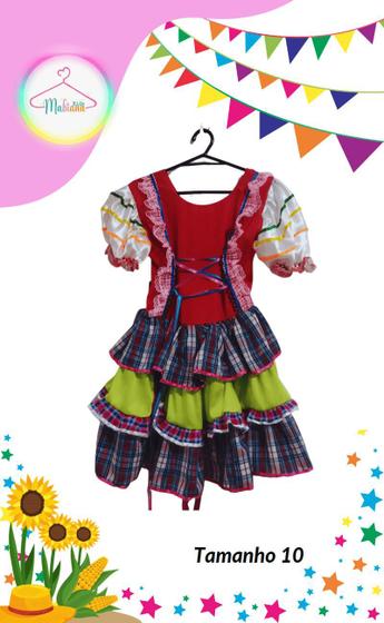 Imagem de Vestido Junino infantil colorido (Tam. 10)