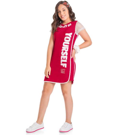 Imagem de Vestido Juvenil Meninas Manga Telada Estampa Always Be Yourself