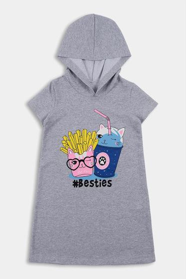 Imagem de Vestido Juvenil Mescla Estampado com Capuz - Destak