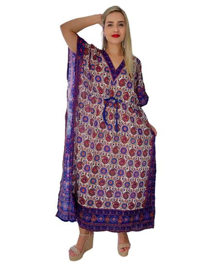 Imagem de Vestido Kaftan Indiano Longo Estampado Plus Size - Cod. 18010