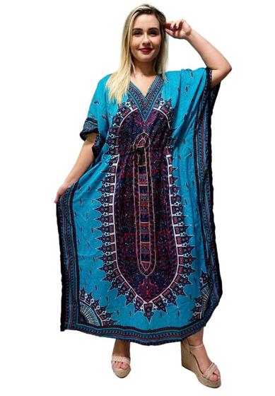 Imagem de Vestido Kaftan Indiano Longo Estampado Plus Size - Cod. 18023