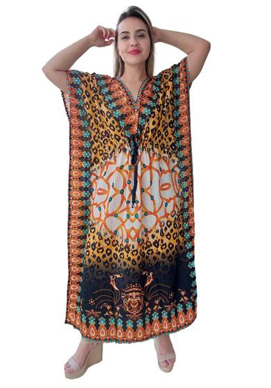 Imagem de Vestido Kaftan Indiano Longo Estampado Plus Size - Cod. 18052