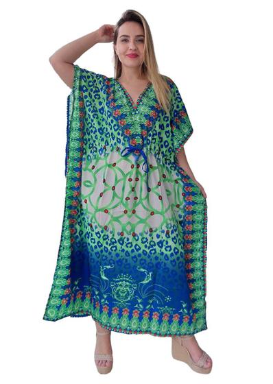 Imagem de Vestido Kaftan Indiano Longo Estampado Plus Size - Cod. 18052