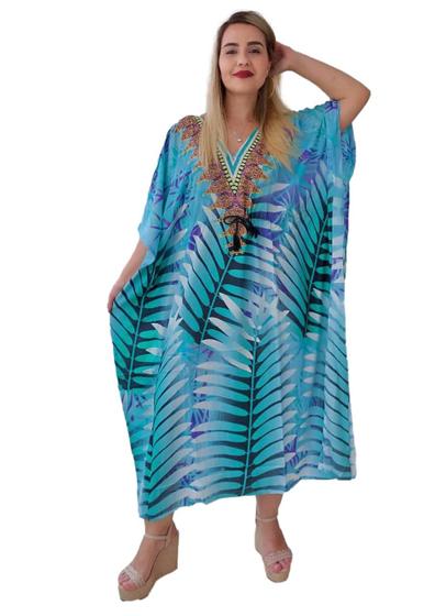 Imagem de Vestido Kaftan Indiano Longo Estampado Plus Size - Cod. 18055