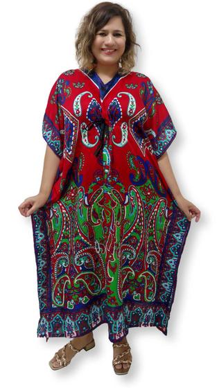 Imagem de Vestido Kaftan Indiano Longo Plus Size Estampa KFTA-07