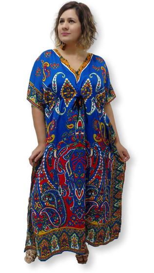 Imagem de Vestido Kaftan Indiano Longo Plus Size Estampa KFTA-07