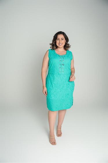 Imagem de Vestido Laise Bordado Forest Verde Curto com Forro e Ilhós Verde