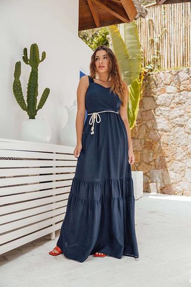 Imagem de Vestido Linho CYNDRA Longo Lastex Costa