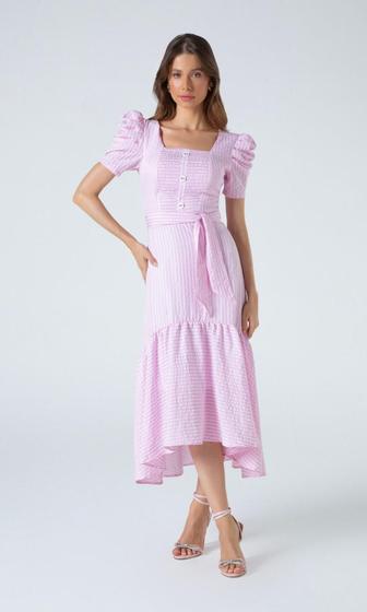 Imagem de Vestido Listrado Evase Laura Rosa (810652) Moda Evangelica