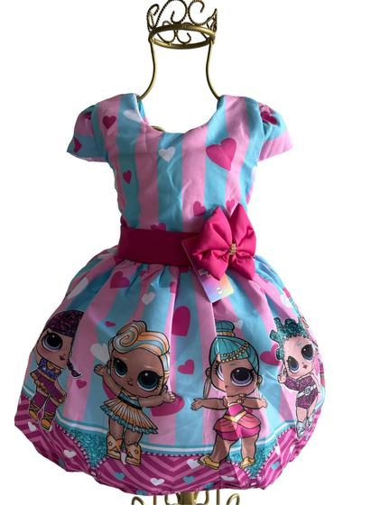 Imagem de Vestido LoL Rosa Luxo Temático Infantil Festa