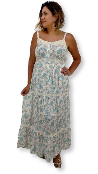 Imagem de Vestido Longo Alça Indiano com Renda Floral BOHO Verão 21151