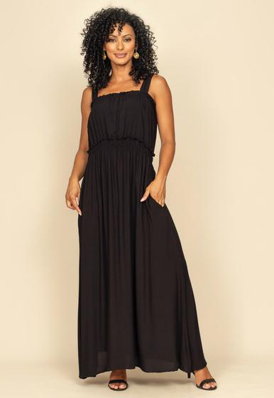 Imagem de Vestido Longo Amana Viscose com Lastex Preto