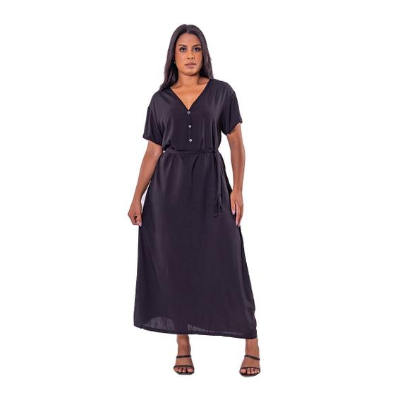 Imagem de Vestido Longo Athena em Viscolinho - Preto