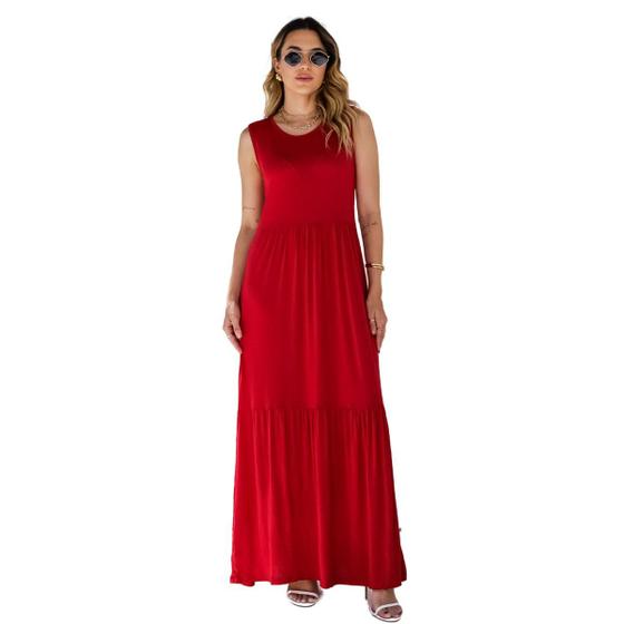 Imagem de Vestido Longo Casual Em Malha De Viscose Feminino