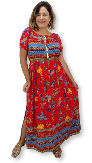 Imagem de Vestido Longo Ciganinha Estampa Floral BOHO Plus Size 21168