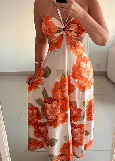 Imagem de Vestido Longo Com Amarração - Flores do Entardecer