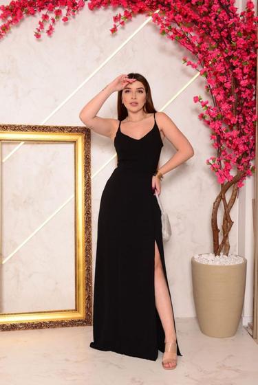 Imagem de Vestido Longo Fechado nas Costas com Bojo Fenda Lateral Duna Plus Size