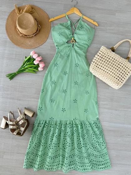 Vestido Longo Feminino Laise Bordado com Recortes Elegante Tamanho Único Menor preço em Vestido Longo Feminino Laise Bordado com Recortes Elegante Tamanho Único
