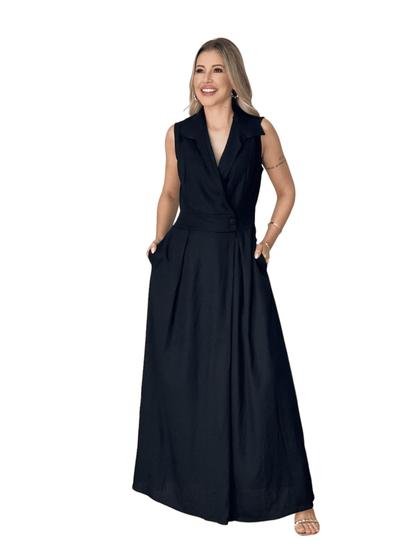 Imagem de Vestido Longo Feminino Linho com Elastano Lançamento