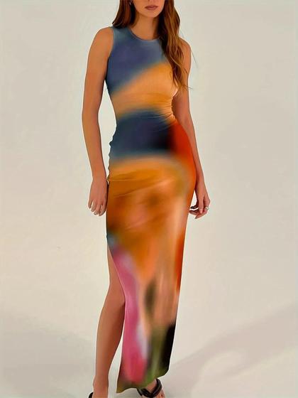 Imagem de Vestido Longo Feminino Tie-Dye Bodycon - Verão 2024 - Elegante para Festa, Praia e Clube