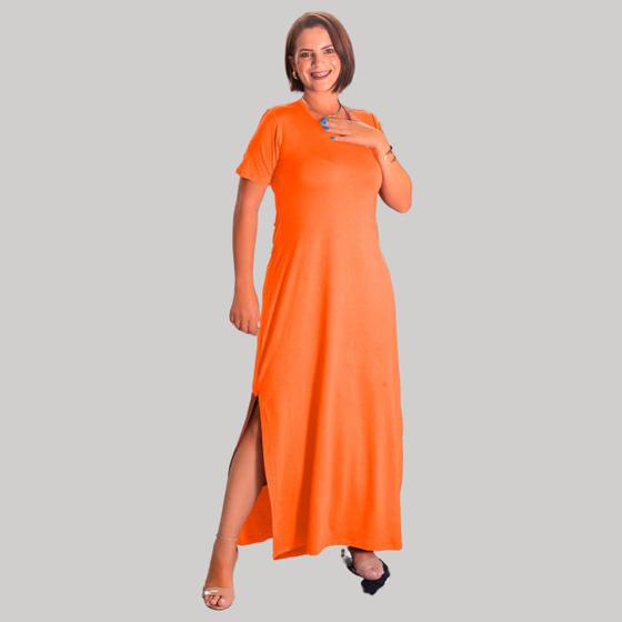 Imagem de Vestido Longo Feminino Tubinho Com Gola Redonda Manga Curta E Fenda Lateral Ideal para Arrasar em Qualquer Evento