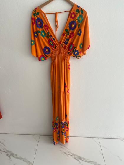 Imagem de Vestido longo floral TAM P Florence cor laranja 