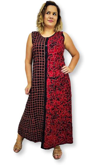 Imagem de Vestido Longo Indiano Batik Regata Bordado com botão 5019