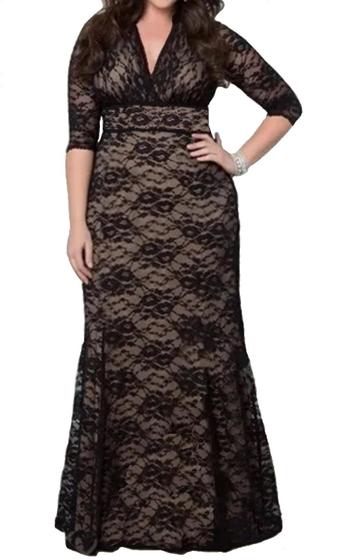 Vestido Longo Madrinha Renda Manga 3/4 Plus Size Formatura Menor preço em Vestido Longo Madrinha Renda Manga 3/4 Plus Size Formatura