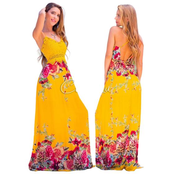 Imagem de Vestido longo maxi Flix Line 100% viscose para mulheres