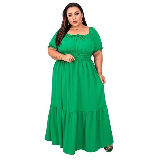 Imagem de Vestido Longo Plus Size Babado Para Festas Tendência Moda - Eduarda Moda Fashion