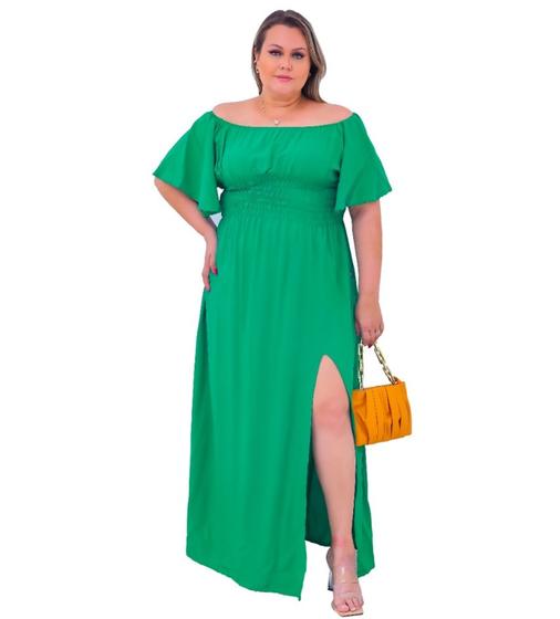 Imagem de Vestido Longo Plus Size Ciganinha Manga Curta Coleção 2024