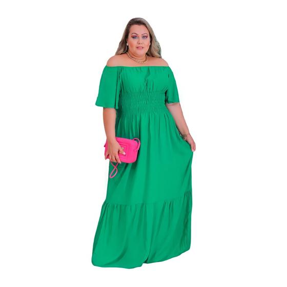 Imagem de Vestido Longo Plus Size Ciganinha Manga Curta