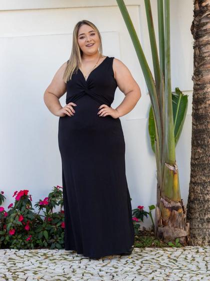 Imagem de Vestido Longo Plus Size Decote Torcido em V