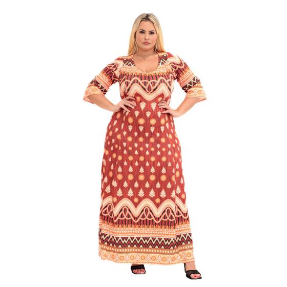 Imagem de Vestido Longo Plus Size Manga 3/4 Seroy