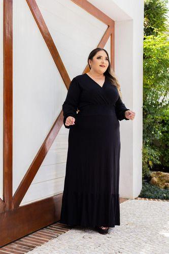 Vestido Longo Plus Vestido De Renda Preto Plus Size Longo Plus Size Vestido  Preto Longo Com Manga De Renda Vestido