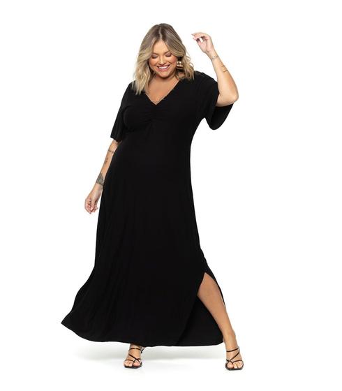 Imagem de Vestido Longo Plus Size Secret Glam Preto