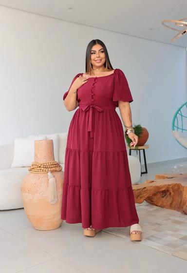 Imagem de Vestido longo PLUS SIZE tecido Duna diamante disponível nos tamanhos G2 e G3