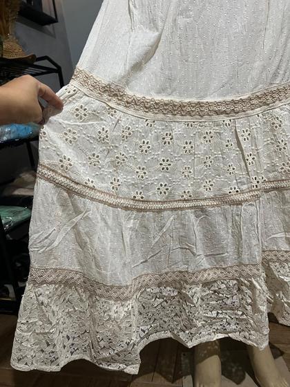 Imagem de Vestido Longo Regata Indiano Algodão Bordado Lese