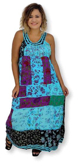 Imagem de Vestido Longo Regata Patchwork Indiano Bordado