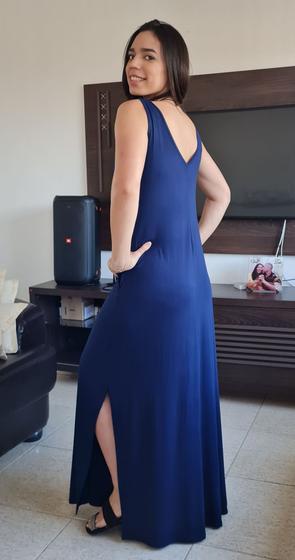 Imagem de Vestido Longo Regatão Com Fenda Lateral Bolso Ref. 15569