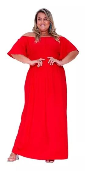 Imagem de Vestido Longo vermelho Plus Size moda grande gg ao g2