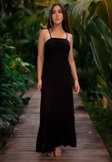 Imagem de Vestido Longo Viscose Alça Fina Preto