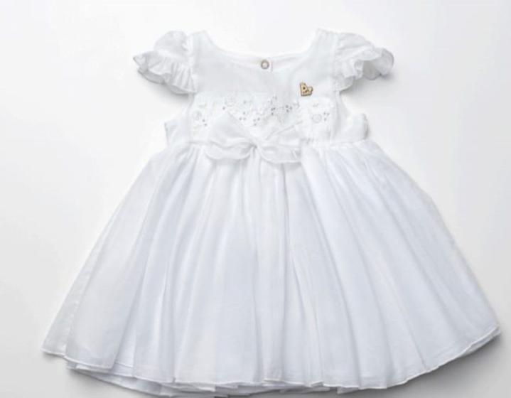 Imagem de Vestido Luxo Bebê Menina Verão Branco Batizado D+ Baby 60210