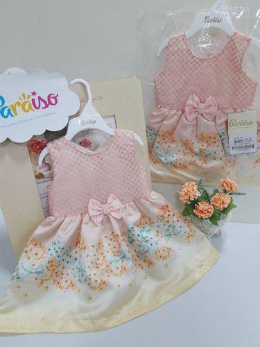 Vestido Luxo Paraiso Moda Bebe Menina Festa Rosa Num 8432 - Paraíso ...