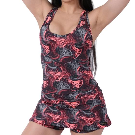 Imagem de Vestido Macaquinho Estampado Feminino Fitness Treino Academia