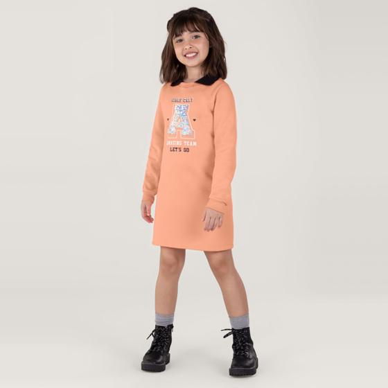 Imagem de Vestido Manga Longa De Moletom Infantil Menina Rosa Brandili