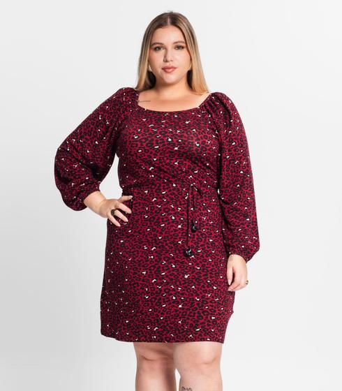 Imagem de Vestido Manga Longa Plus Size Secret Glam Vermelho